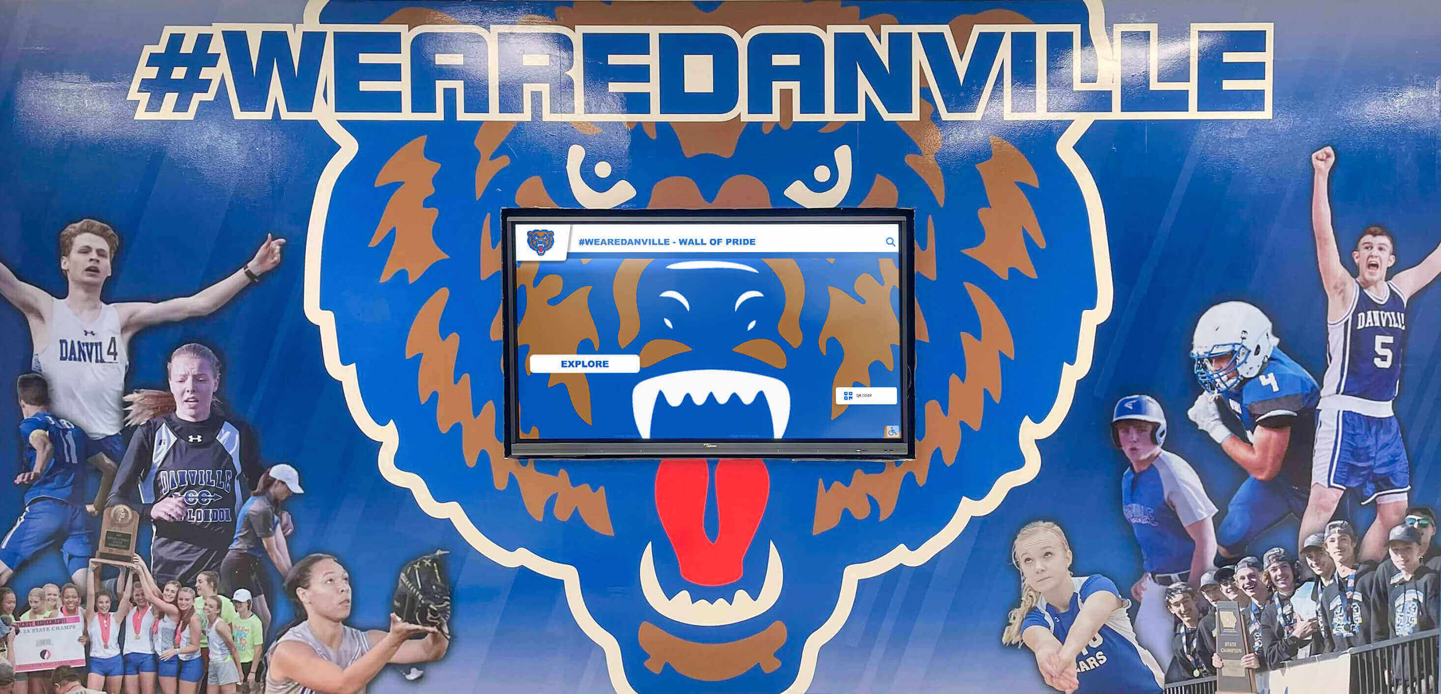 Athletic mural with digital display
