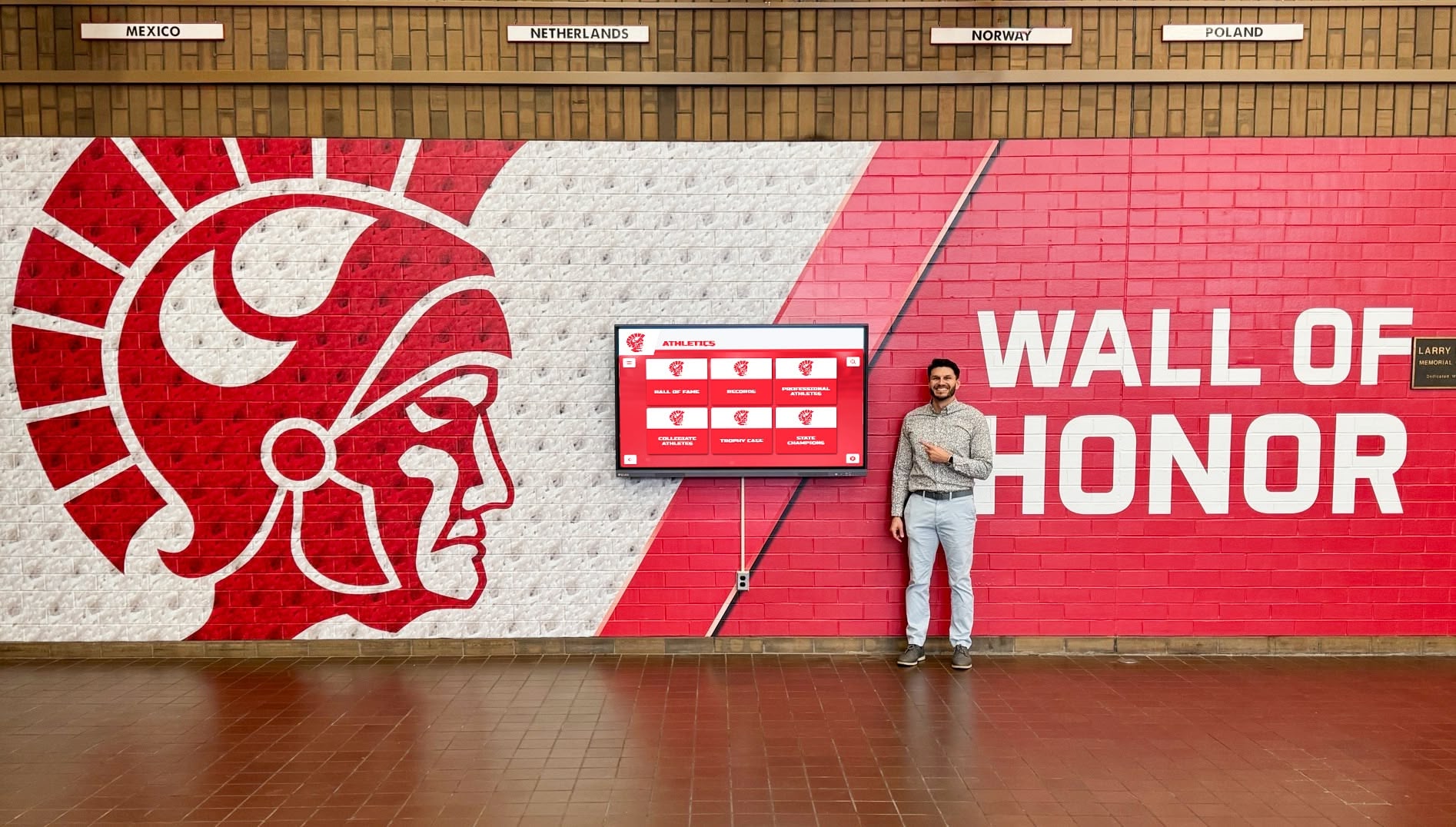 School athletic donor wall